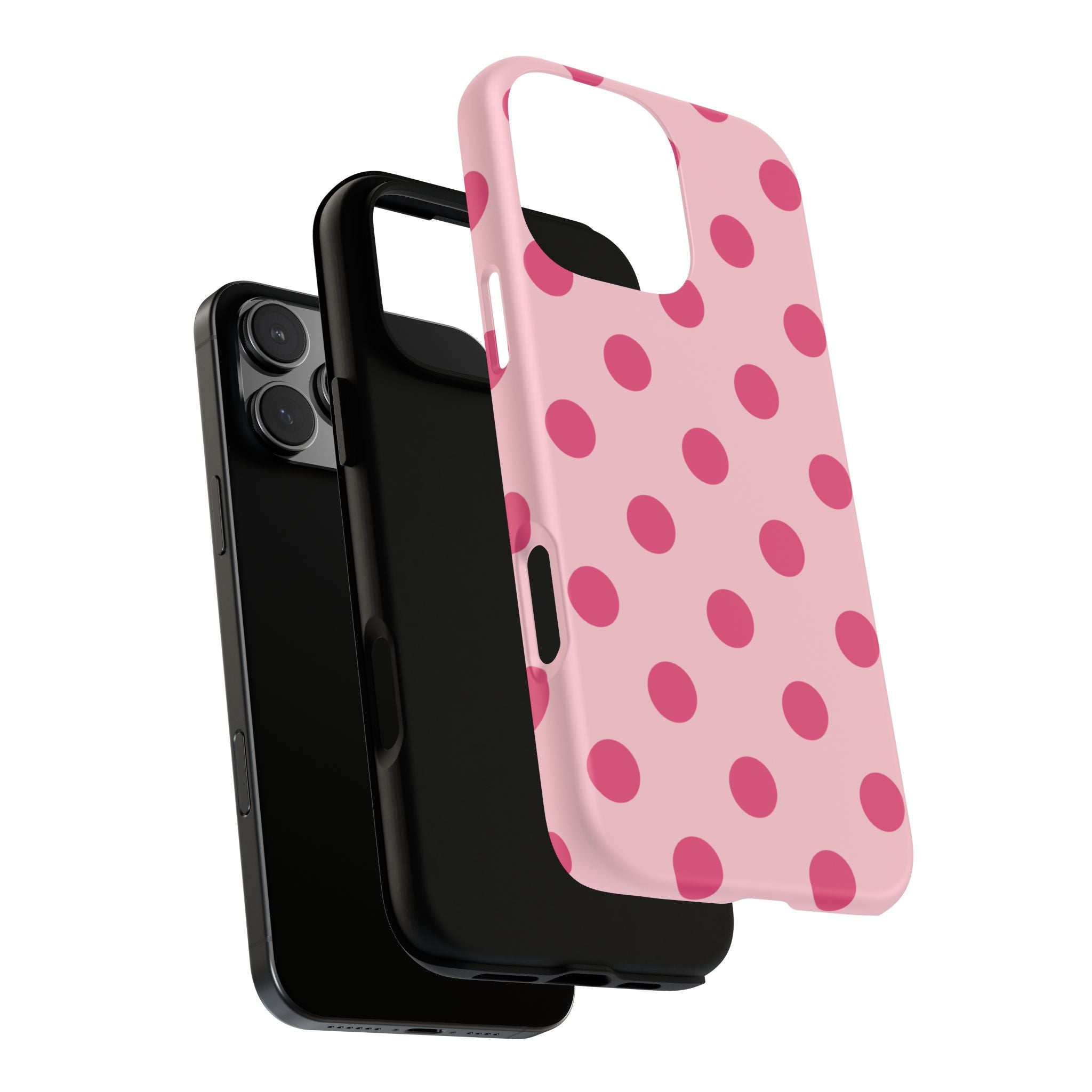 Rose Polka Dots on Light Blossom Pink Double Layer Protective iPhone & Android Phone Case