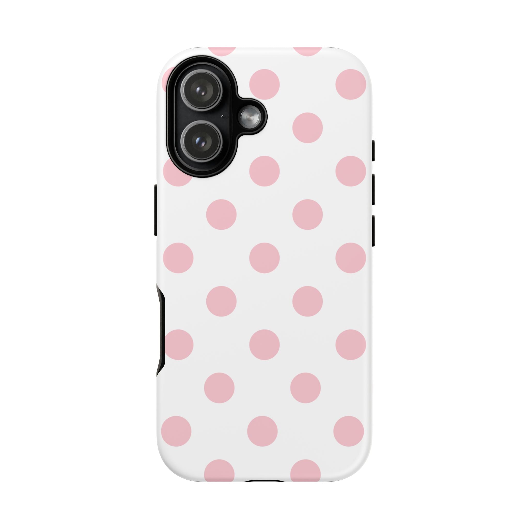 Soft Blush Pink Polka Dots on Cloud White Double Layer Protective iPhone & Android Phone Case