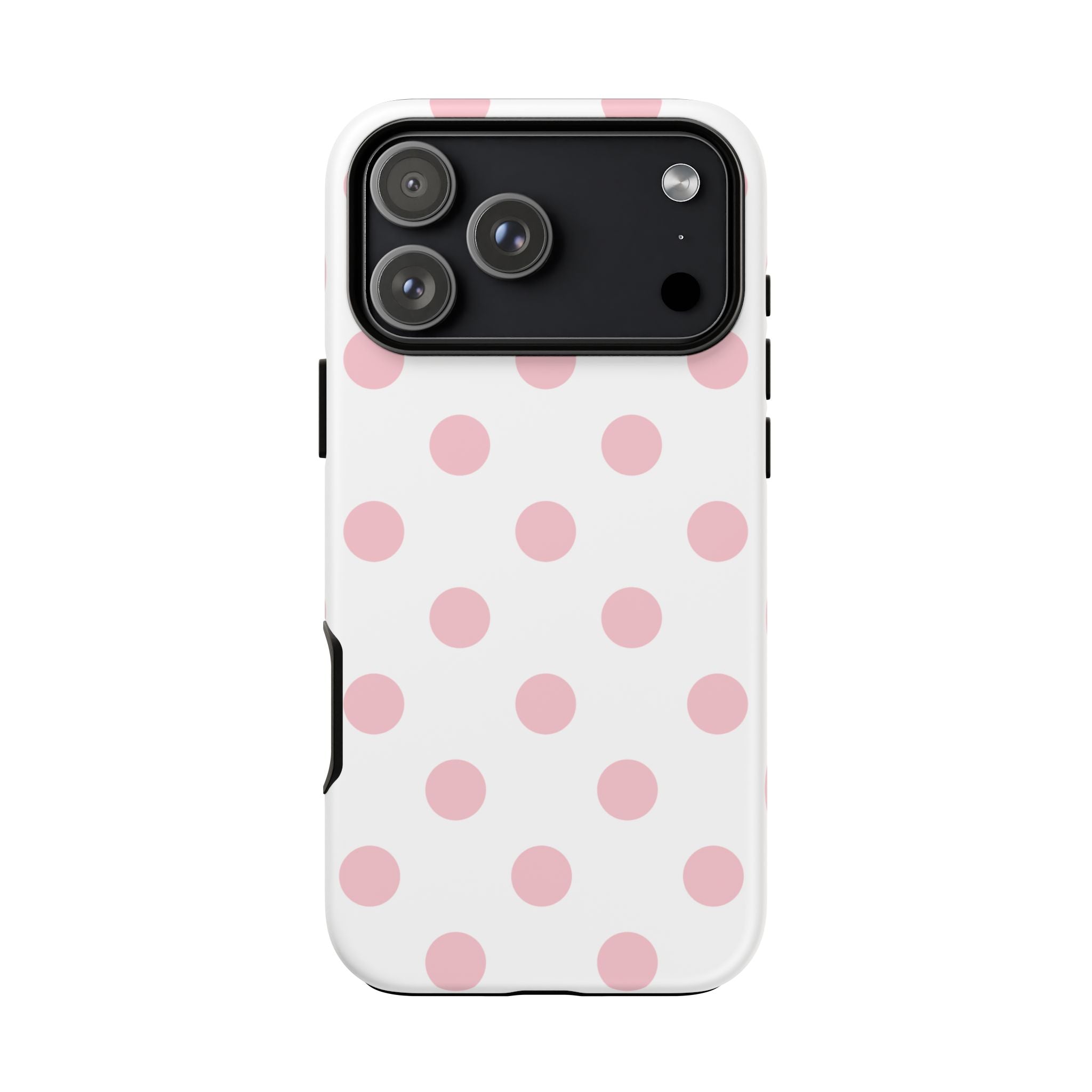 Soft Blush Pink Polka Dots on Cloud White Double Layer Protective iPhone & Android Phone Case