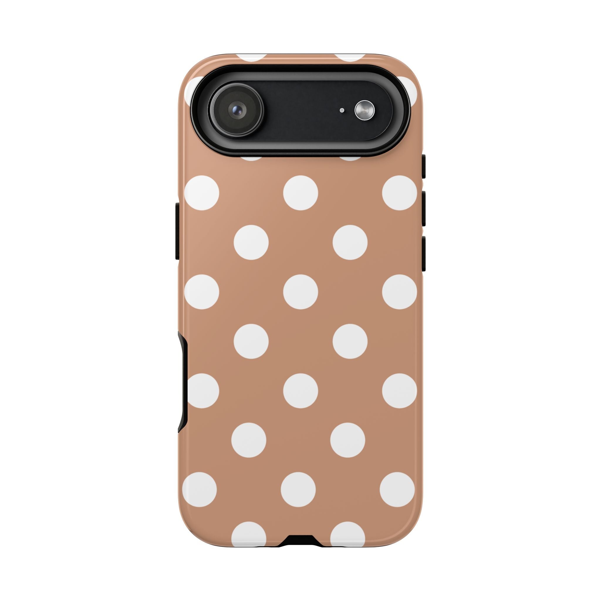 White Polka Dots on Caramel Brown Double Layer Protective iPhone & Android Phone Case