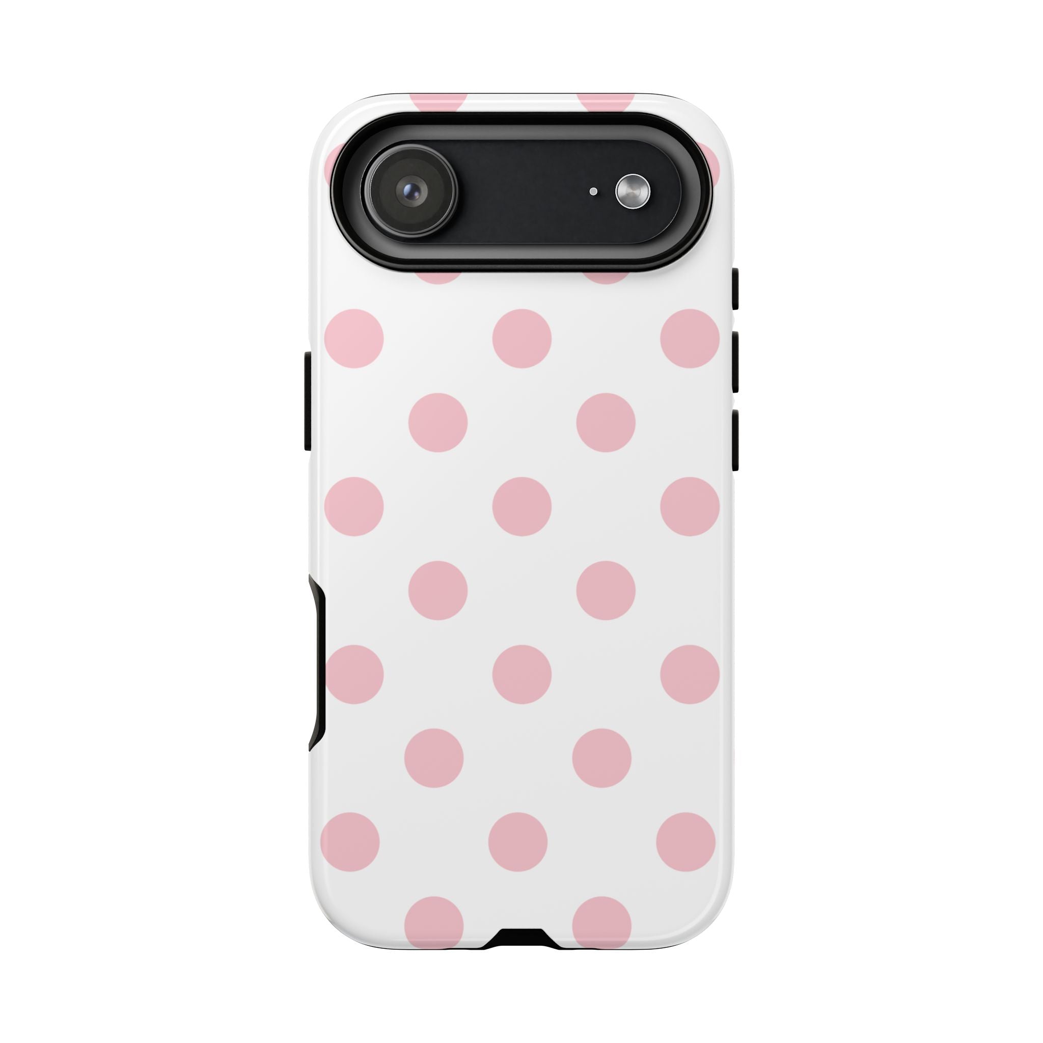 Soft Blush Pink Polka Dots on Cloud White Double Layer Protective iPhone & Android Phone Case