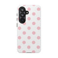 Soft Blush Pink Polka Dots on Cloud White Double Layer Protective iPhone & Android Phone Case
