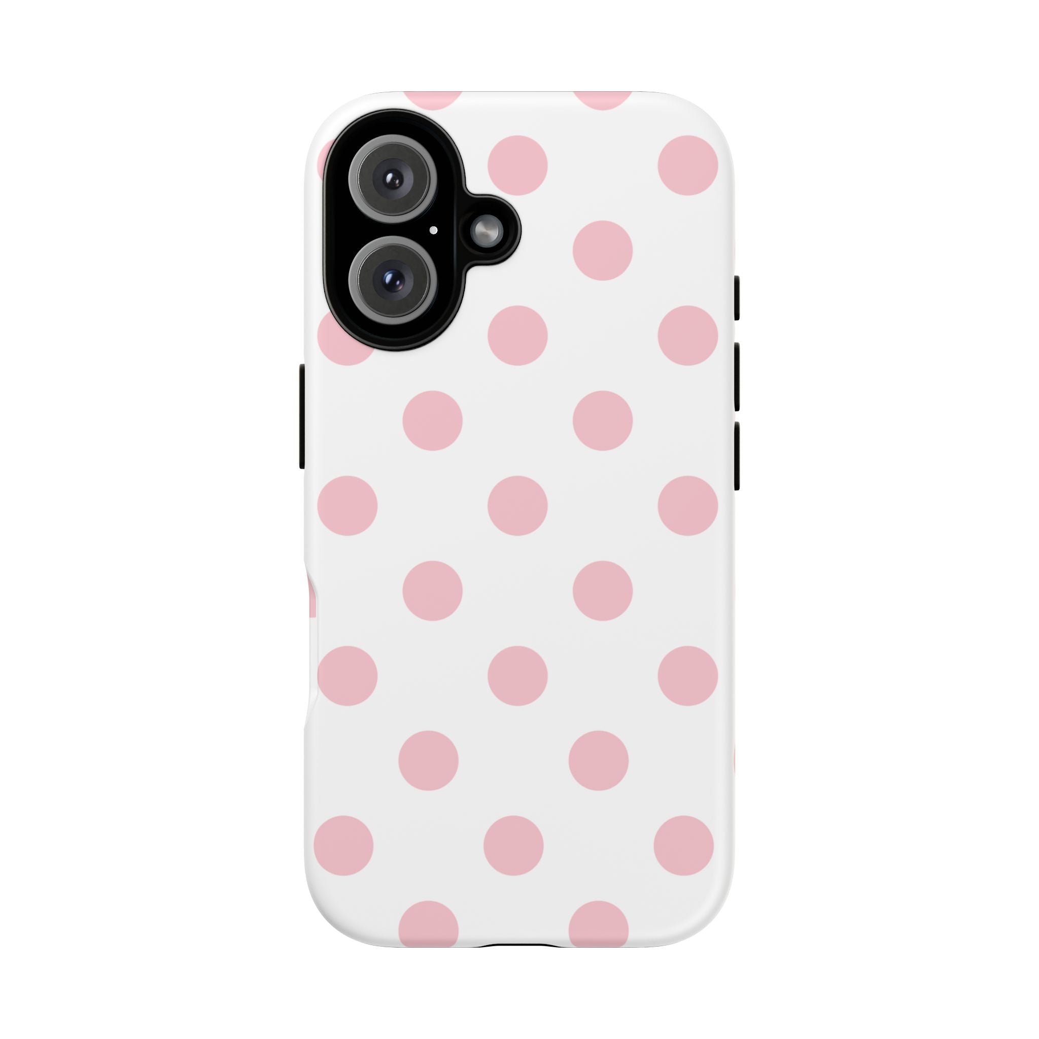Soft Blush Pink Polka Dots on Cloud White Double Layer Protective iPhone & Android Phone Case