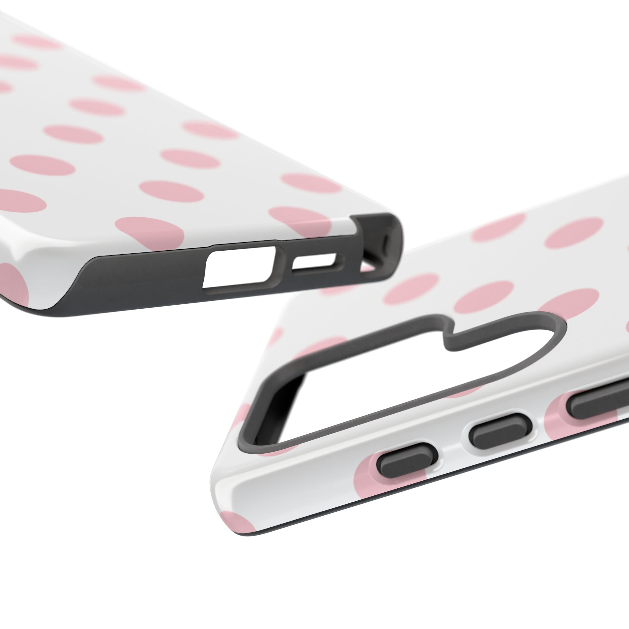 Soft Blush Pink Polka Dots on Cloud White Double Layer Protective iPhone & Android Phone Case
